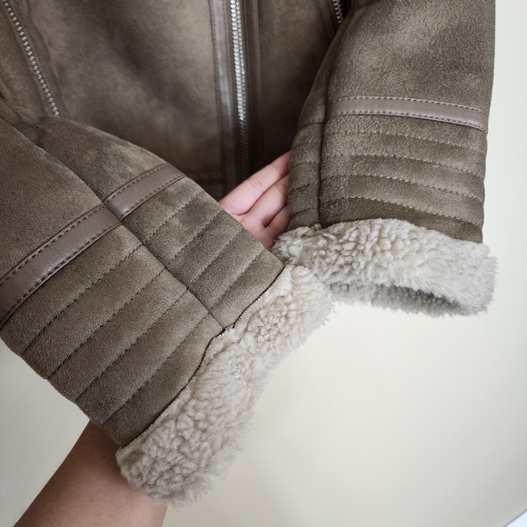 Zara Taupe Shearling Jacket - Picture 13 of 16